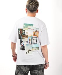 LUXSTYLE(ラグスタイル)/バックフォトデコレーションプリントTシャツ/Tシャツ メンズ 半袖 バックプリント フォトプリント ロゴ/ホワイト