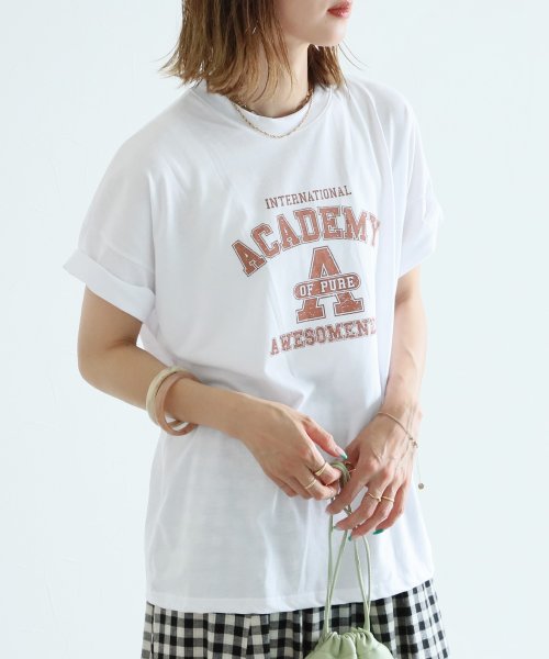 reca(レカ)/ヴィンテージ風プリントロゴＴシャツ(220401)/ホワイト