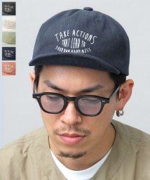 Besiquenti(ベーシックエンチ)/ヴィンテージ風 キャンバス 刺繍 ショートキャップ ショートバイザー アンパイアキャップ ボールキャップ 帽子 メンズ カジュアル シンプル/ネイビー