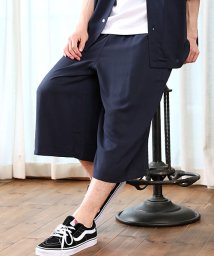 TopIsm(トップイズム)/ショートパンツ メンズ ステテコ ガウチョパンツ ハーフパンツ リラックスパンツ ワイド レーヨン アロハ柄 ボタニカル柄 無地 イージーパンツ/ネイビー系3