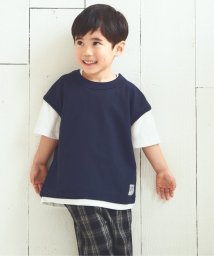 ikka kids(イッカ　キッズ)/【キッズ】鹿の子フェイクベストレイヤーTシャツ（100〜160cm）/ネイビー