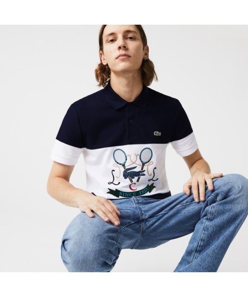 LACOSTE Mens(ラコステ　メンズ)/バイカラーパネルボーダーポロシャツ/ダークネイビー