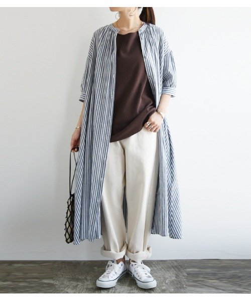 セール ボリュームａライン半袖ワンピース シャツワンピ ワンピース 春 カジュアル 半袖 レディース ワンピ 春 夏 春服 夏服 綿100 コットン100 Aライン アンドイット And It Magaseek