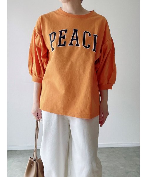 MEKKE(メッケ)/PEACE プリントTシャツ（低身長向け）/オレンジ