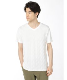 TAKA-Q(タカキュー)/ダイヤジャガード Vネック 半袖 メンズ Tシャツ カットソー カジュアル インナー ビジネス ギフト プレゼント/ホワイト