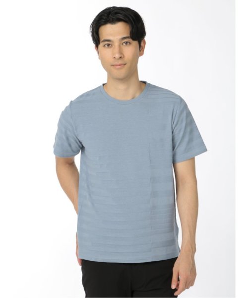 TAKA-Q(タカキュー)/ランダムボーダー クルーネック 半袖 メンズ Tシャツ カットソー カジュアル インナー ビジネス ギフト プレゼント/ライトブルー