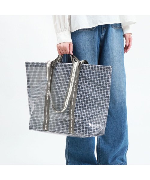 beautiful people(ビューティフルピープル)/ビューティフルピープル beautiful people トート plaid vinyl logo tape big tote 日本製 611926/グレー