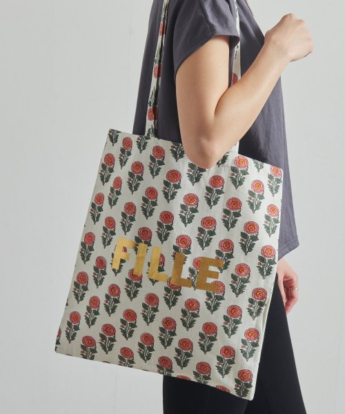 セール ブロック メタリックプリントトート バッグ 花柄 総柄 箔 エスニック フィズ Fizz Magaseek