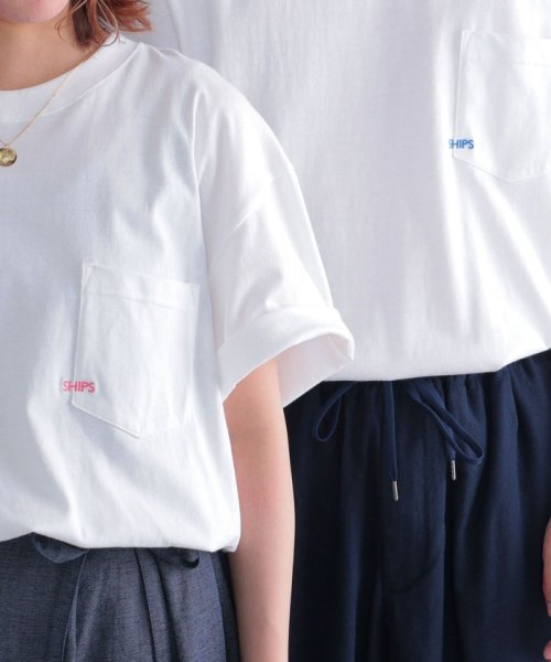SHIPS MEN(シップス　メン)/*SHIPS: マイクロ SHIPSロゴ ポケット Tシャツ/ピンク