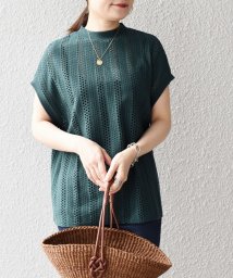 SHIPS WOMEN(シップス　ウィメン)/*〈手洗い可能〉アイレット クルーネック プルオーバー 24SS ◇/グリーン