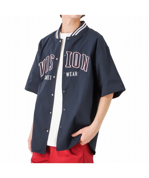 MAC HOUSE(men)(マックハウス（メンズ）)/VISION STREET WEAR ヴィジョンストリートウェア カレッジスタシャツ 2505017－A/ネイビー