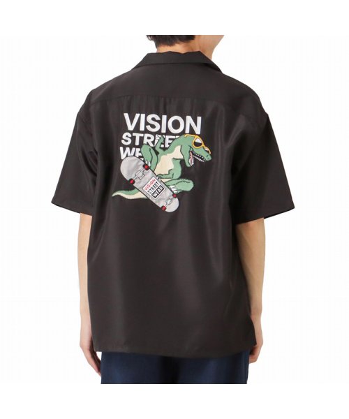MAC HOUSE(men)(マックハウス（メンズ）)/VISION STREET WEAR ヴィジョンストリートウェア 恐竜刺繍開襟シャツ 2505021－A/ブラック