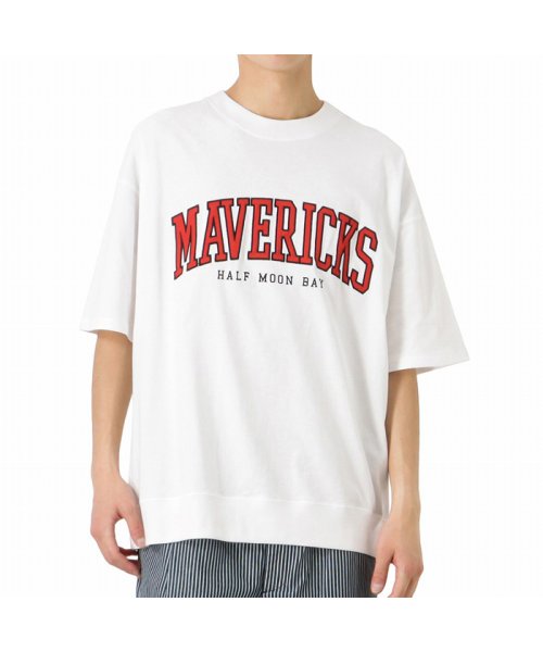 MAC HOUSE(men)(マックハウス（メンズ）)/アップリケ刺繍Tシャツ Q22－111A21T/ホワイト