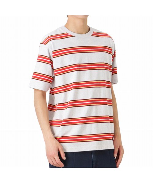 MAC HOUSE(men)(マックハウス（メンズ）)/Dickies ディッキーズ マルチボーダー半袖Tシャツ 2278－1437/グレー×レッド