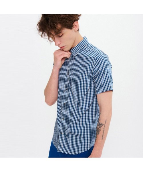 ＡＩＧＬＥ MEN(エーグル　メンズ)/吸水速乾 ギンガムチェック 半袖シャツ/ブルー
