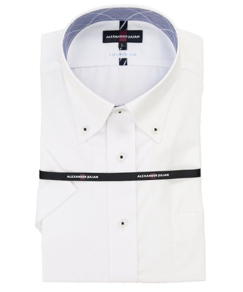 TAKA-Q(タカキュー)/クールファクター/COOLFACTOR スタンダードフィット ボタンダウン 半袖 シャツ メンズ ワイシャツ ビジネス ノーアイロン 形態安定 yシャツ 速乾/ホワイト