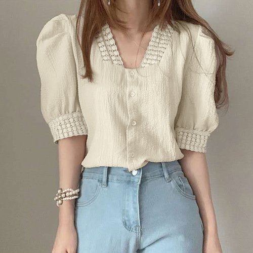 セール ブラウス レディース レース 夏 韓国 ミニミニストア Miniministore Magaseek