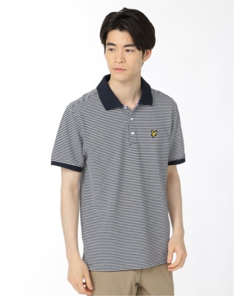 TAKA-Q(タカキュー)/ライル&スコット/LYLE&SCOTT クレリックボーダー 半袖 メンズ ポロシャツ カットソー カジュアル インナー ビジネス ギフト プレゼント ゴルフ 通/ネイビー