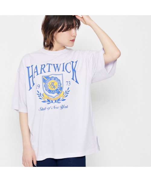 Spiritoso(スピリトーゾ)/HARTWICK カレッジロゴピグメントTシャツ/ラベンダー