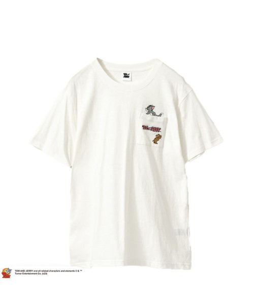 MAC HOUSE(women)(マックハウス（レディース）)/[大きいサイズ] Tom and Jerry ポケット付きボックスTシャツ クイーンサイズ 2285－9835/ホワイト
