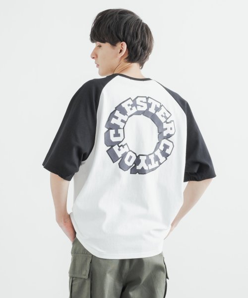 Rocky Monroe(ロッキーモンロー)/Tシャツ メンズ レディース ラグラン フロッキー ロゴ ルーズ オールドイングリッシュ 古着 ヴィンテージ スポーティー プリント 刺繍 ビッグシルエット オ/ブラック