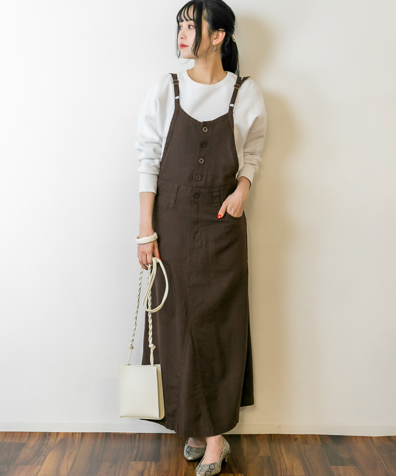 【セール】リネンサロペットスカート レディースファッション通販