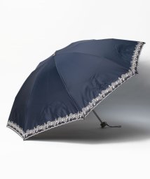 LANVIN Collection(umbrella)(ランバンコレクション（傘）)/晴雨兼用折りたたみ日傘　”ローズオーガンジーカットワーク”/ネイビー