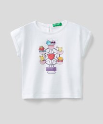 BENETTON (UNITED COLORS OF BENETTON GIRLS)(ユナイテッド　カラーズ　オブ　ベネトン　ガールズ)/キッズバックボタン半袖Tシャツ・カットソーG/ホワイト