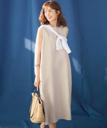 NIJYUSANKU（LARGE SIZE）(２３区（大きいサイズ）)/【WEB/一部店舗限定】LIBECO THICK ノースリーブ ワンピース/ベージュ系