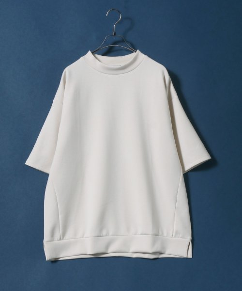 ANPAS(ANPAS)/【ANPAS】シルケットポンチ ビッグシルエット モックネック 5分袖 Tシャツ トレーナー/ホワイト