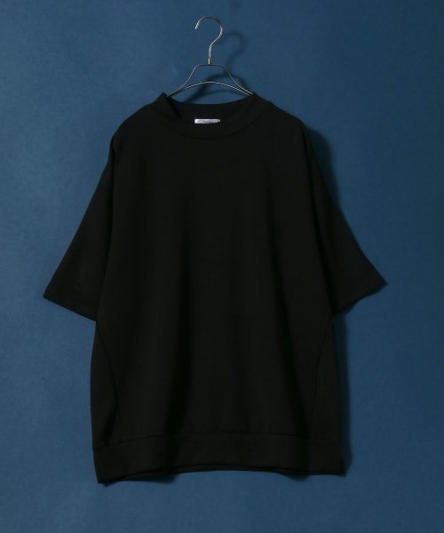 ANPAS(ANPAS)/【ANPAS】シルケットポンチ ビッグシルエット モックネック 5分袖 Tシャツ トレーナー/ブラック