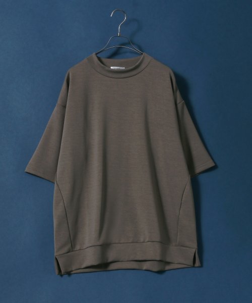 ANPAS(ANPAS)/【ANPAS】シルケットポンチ ビッグシルエット モックネック 5分袖 Tシャツ トレーナー/ベージュ