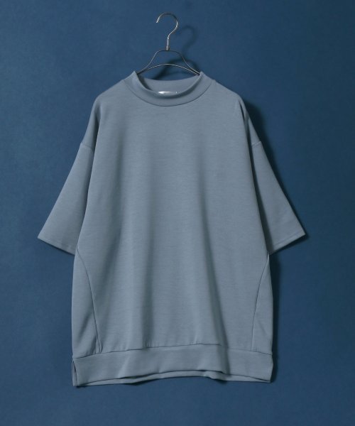 ANPAS(ANPAS)/【ANPAS】シルケットポンチ ビッグシルエット モックネック 5分袖 Tシャツ トレーナー/ブルー