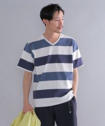 SHIPS MEN(シップス　メン)/SHIPS: japan quality ワイドボーダー Vネック Tシャツ/ネイビー
