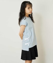 a.v.v(KID'S)(アー・ヴェ・ヴェキッズ)/[140－150]【毛玉になりにくい】サイドリボン半袖Tシャツ/ライトブルー