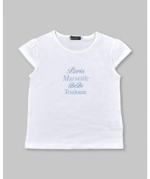 BeBe(ベベ)/コットン グリッター ロゴ プリント Tシャツ（90～150cm）/ホワイト
