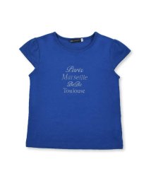 BeBe(ベベ)/コットン グリッター ロゴ プリント Tシャツ（90～150cm）/ブルー