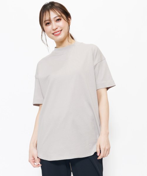 mili an deni(ミリアンデニ)/半袖Tシャツ レディース トップス ハイネック オーガニック 綿100% tシャツ カットソー/グレージュ