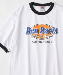 BEN DAVIS(BEN DAVIS)/【BEN　DAVIS/ベンデイビス】ショップロゴ リンガー 半袖Tシャツ/オーバルロゴTシャツ/ビッグシルエット/ホワイト