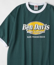 BEN DAVIS(BEN DAVIS)/【BEN　DAVIS/ベンデイビス】ショップロゴ リンガー 半袖Tシャツ/オーバルロゴTシャツ/ビッグシルエット/グリーン