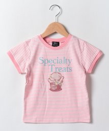 petit main(プティマイン)/【オーガビッツ】リンガーロゴTシャツ/ピンク