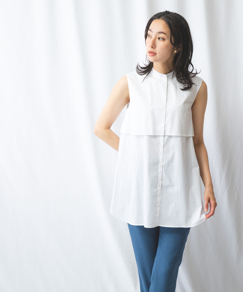 ナラカミーチェ トップス レディース 花柄 ホワイト カットソー イエロー 袖無