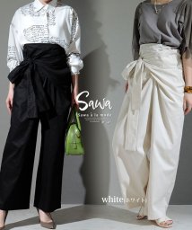 Sawa a la mode(サワアラモード)/ウエストリボンデザインパンツ/ホワイト