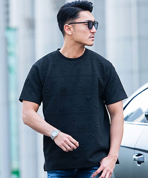 Luxe R 総柄ふくれジャガードクルーネック半袖ストレッチtシャツ メンズ ブランド おしゃれ 大人 メンズファッション 半袖 ロゴ ブランド ゴルフ ゴルフ エスビーセレクト Sb Select Magaseek