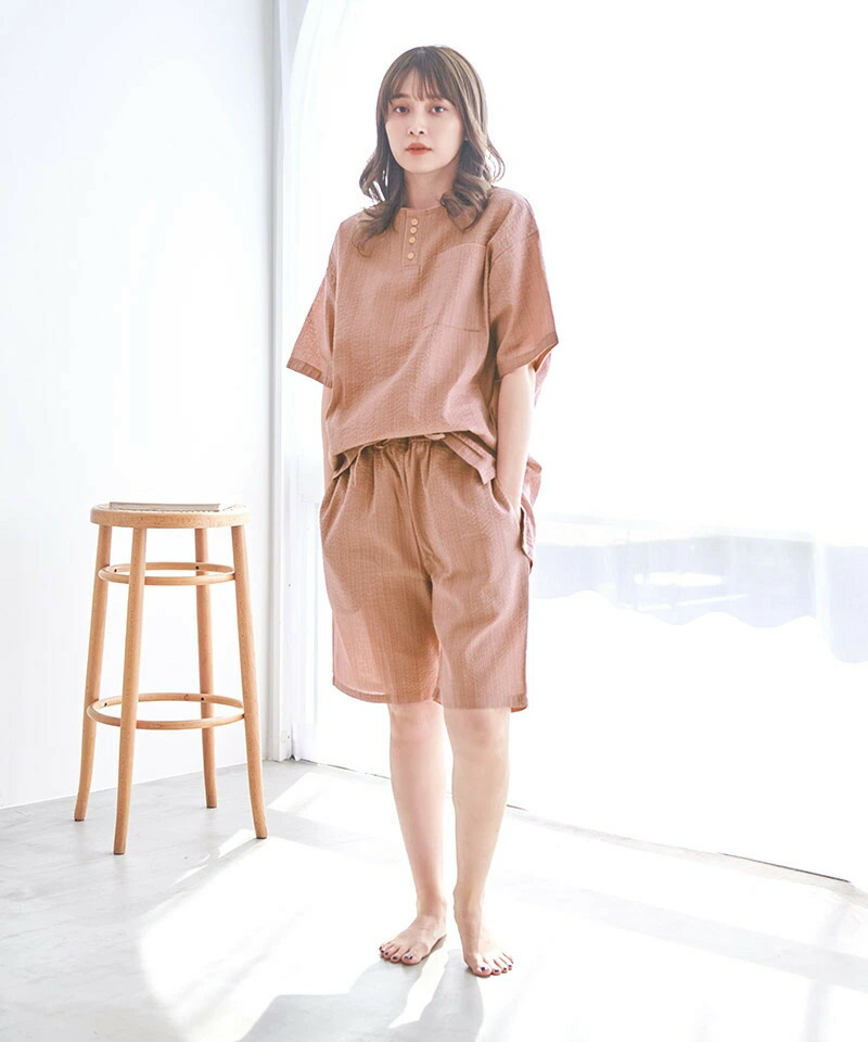 夏の粋な 和涼着 ルームウェア オーガニックコットン100 しじら織り レディース 甚平じんべえ パジャマ じんべい 和服 寝巻き 普段着 浴衣 入院 着 着物 ディータ Dita Magaseek