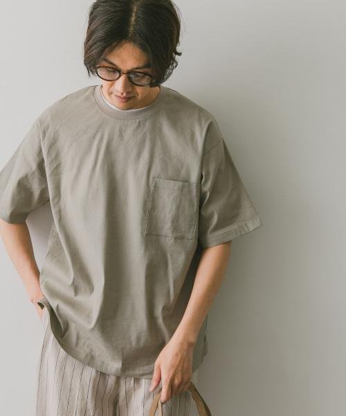 URBAN RESEARCH DOORS(アーバンリサーチドアーズ)/ストレッチリネンクルーネックTシャツ/GRAY