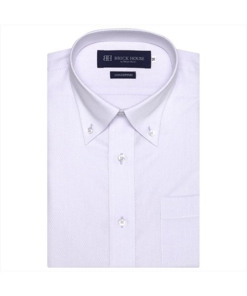 TOKYO SHIRTS(TOKYO SHIRTS)/形態安定 ドゥエボットーニ ボタンダウンカラー 綿100% 半袖ワイシャツ/パープル