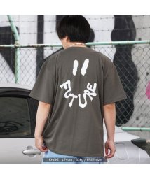 1111clothing/オーバーサイズ tシャツ メンズ ビッグtシャツ レディース ビッグシルエット トップス 半袖 カットソー クルーネック ビッグt バックプリント スマイル ニ/504708000