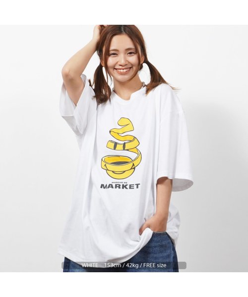 オーバーサイズ Tシャツ メンズ ビッグtシャツ レディース ビッグシルエット トップス 半袖 カットソー クルーネック ビッグt スマイル ニコちゃん 白 黒 ワンフォークロージング 1111clothing Magaseek