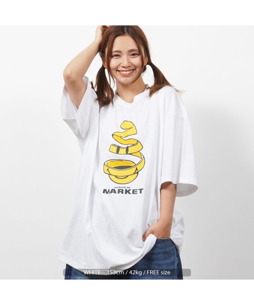 1111clothing(ワンフォークロージング)/オーバーサイズ tシャツ メンズ ビッグtシャツ レディース ビッグシルエット トップス 半袖 カットソー クルーネック ビッグt スマイル ニコちゃん 白 黒/ホワイト